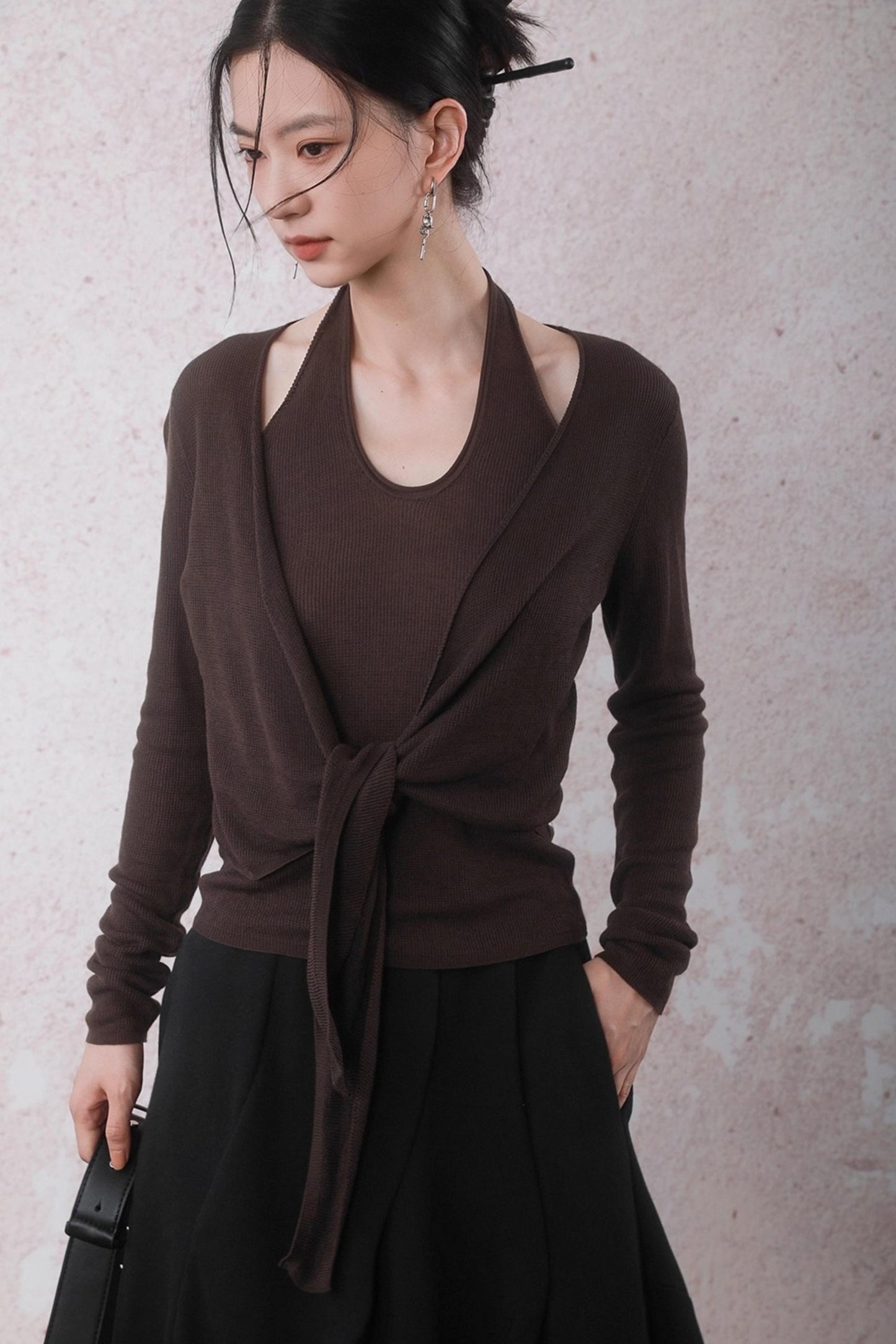 Autumn Mocha Brown Knitted Sweater