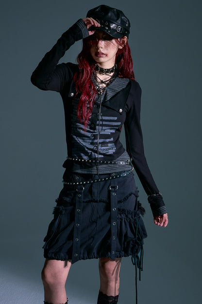 Raw Edge Puffy Bud Skirt