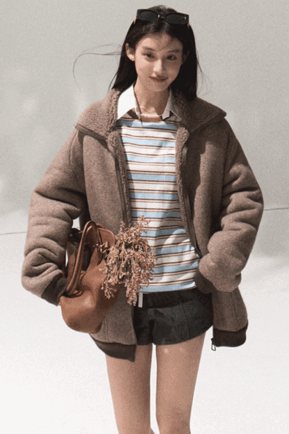 Contrasting Striped Long-Sleeve Shirt