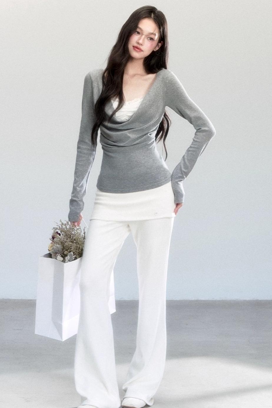 Gray Flower Swing Knitwear