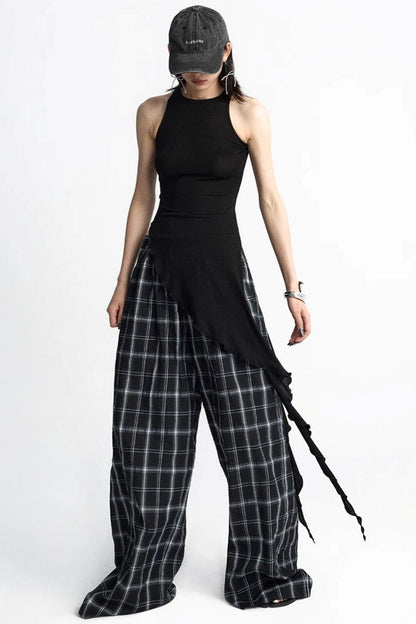 Black Ruffle Streamer Vest