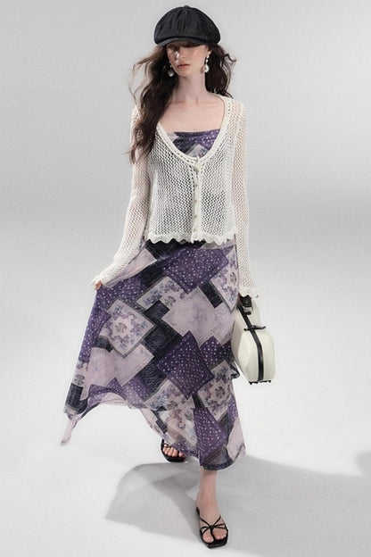 Vintage Collage Mesh Slip Dress