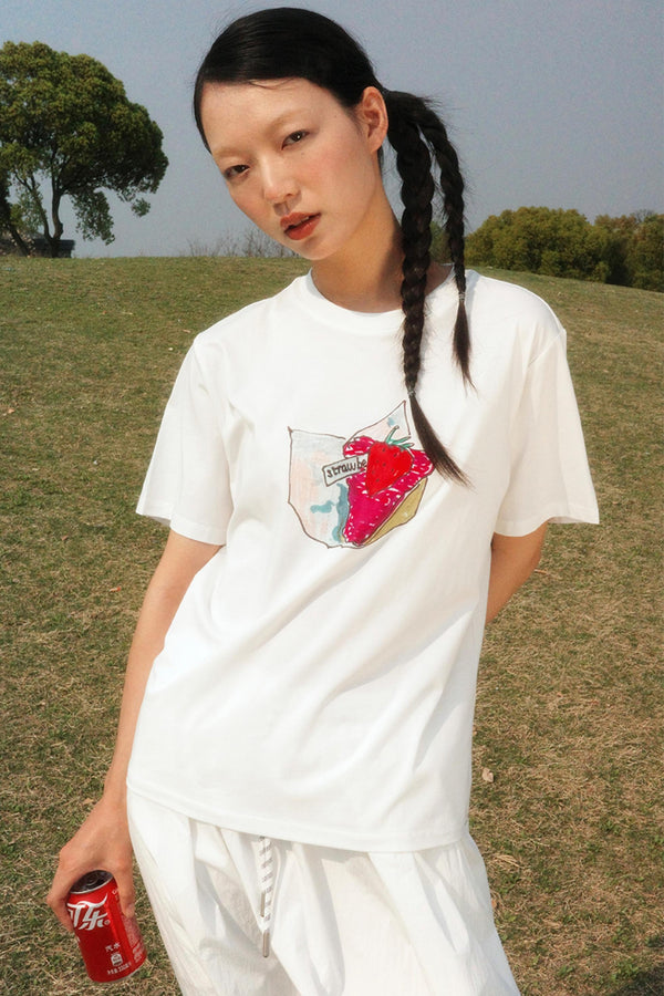 Hand-Painted Strawberry Tee