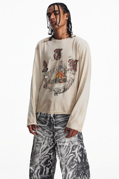Vintage Distressed Long Sleeve T-Shirt