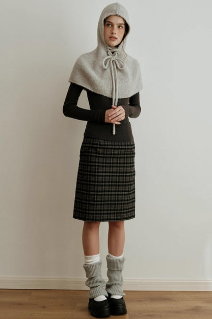 Retro Bias-Cut Plaid Skirt