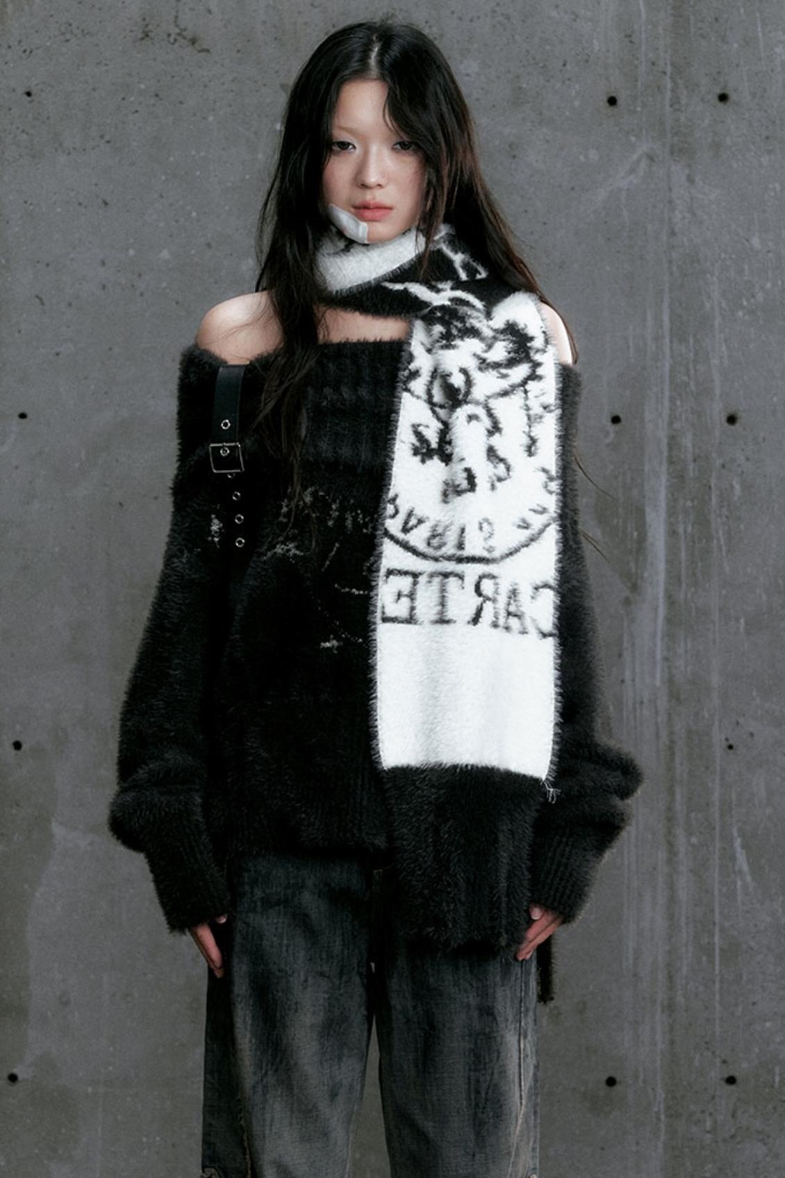 Chain Jacquard Tassel Mink Fur Scarf