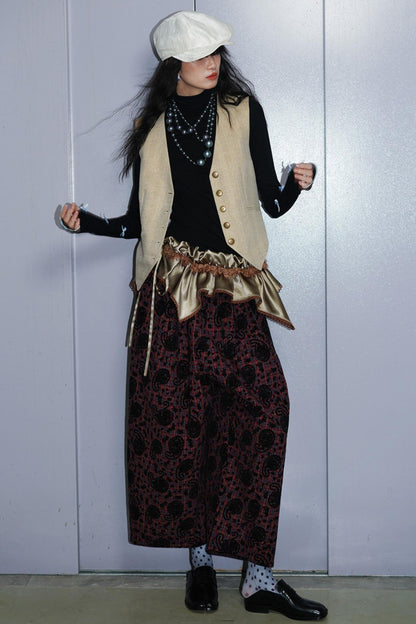 Shimmering Satin Short Skirt Curtain