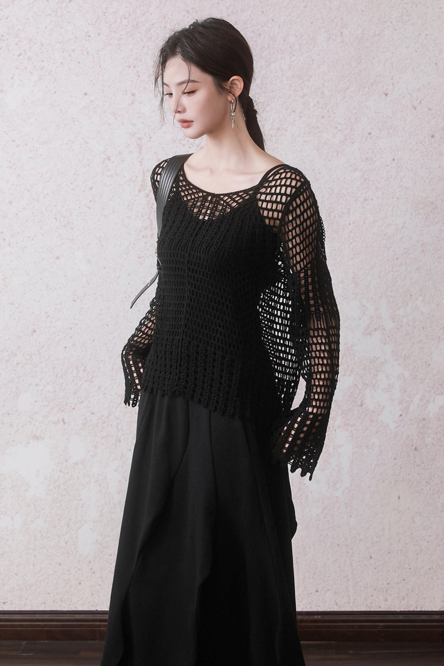 Summer Black Fishing Net Tee Set