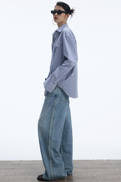 Blue And White Stripe Shirt