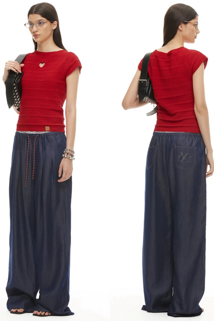Heartbeat Linen Flutter Sleeve Top