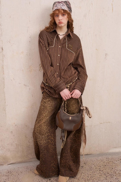 Suede Beaded Embroidered Shirt