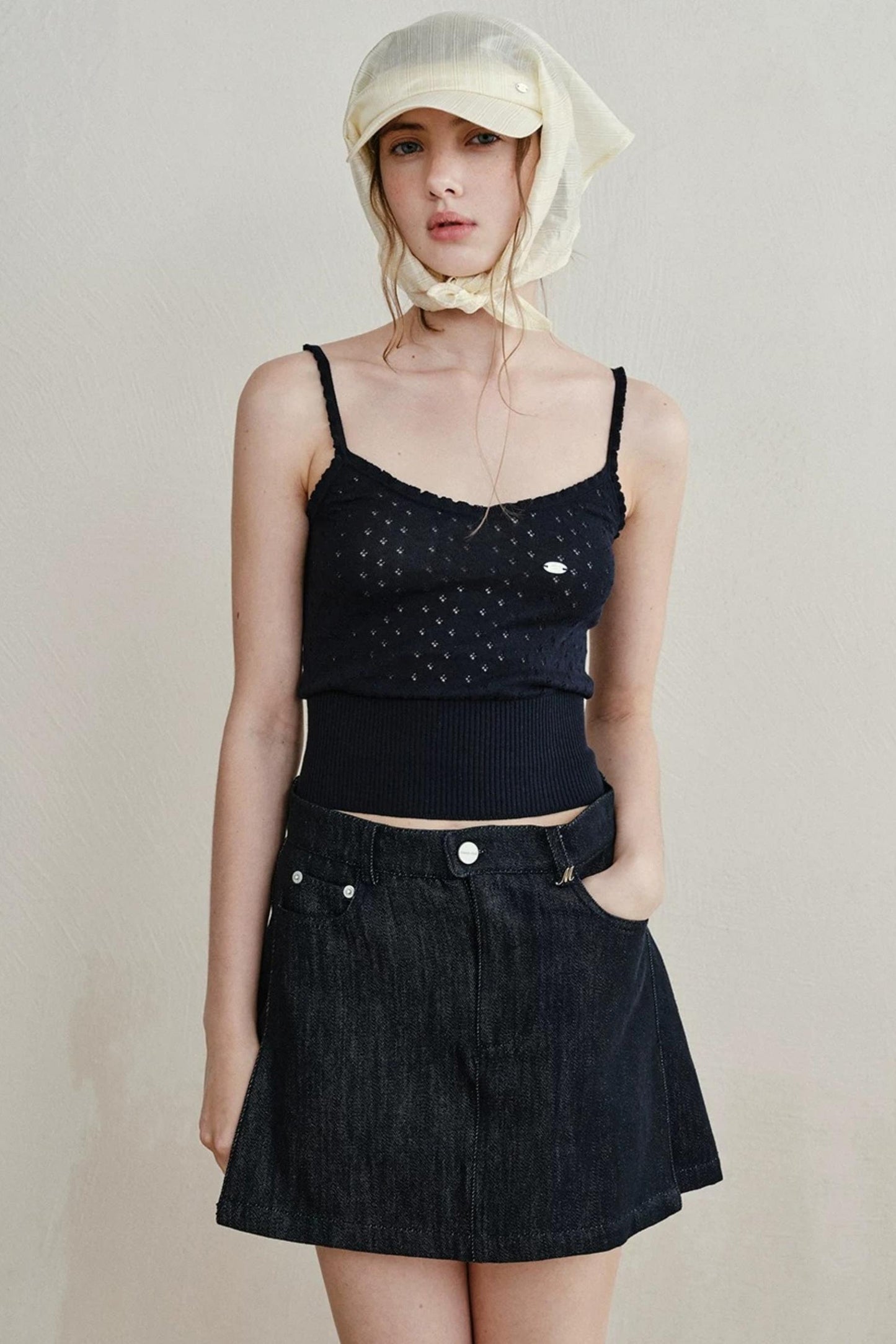 Retro Denim A-Line Skirt