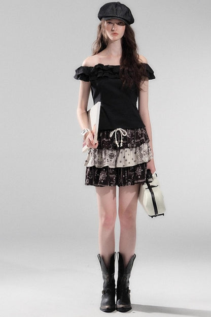 Begonia Ruffle One-Shoulder Top