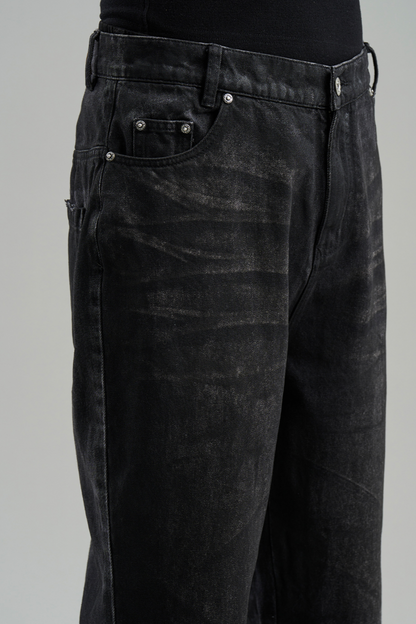 Distressed Denim Rivets Pants