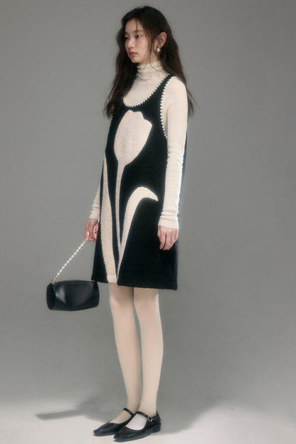 Little Tulip Flower Woolen Vest Dress