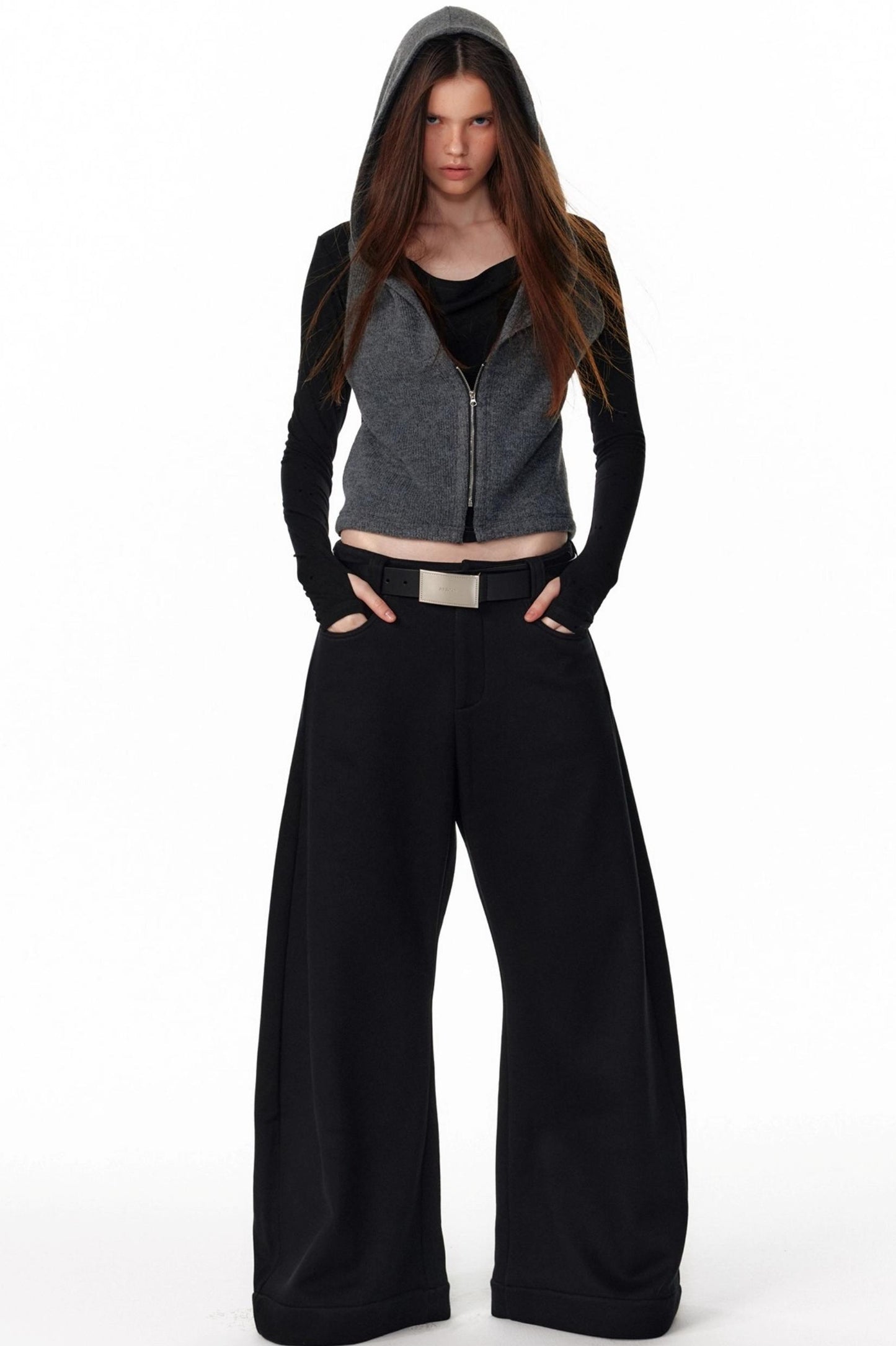 Vintage Hooded Knit Cardigan Top