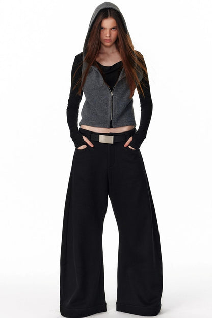 Vintage Hooded Knit Cardigan Top