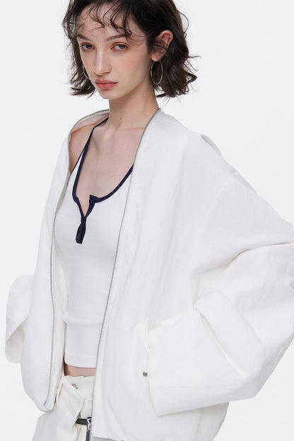 Simple Cocoon Pleated Jacket