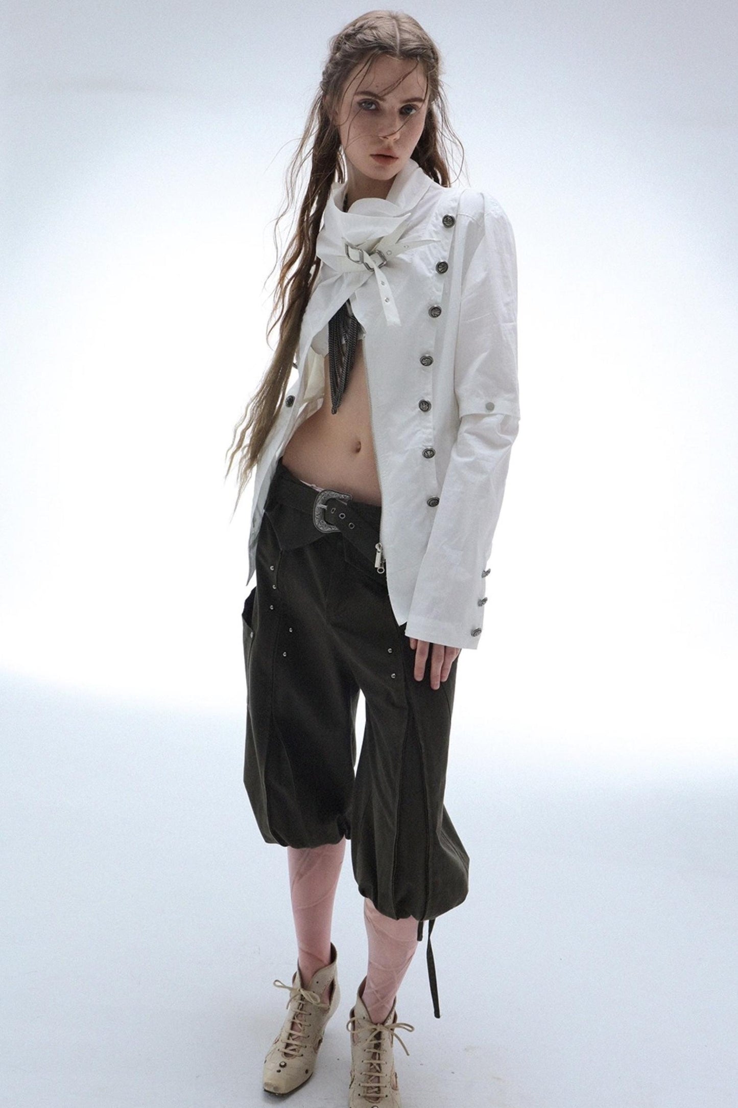 Detachable Sleeve Turtleneck Windproof Jacket