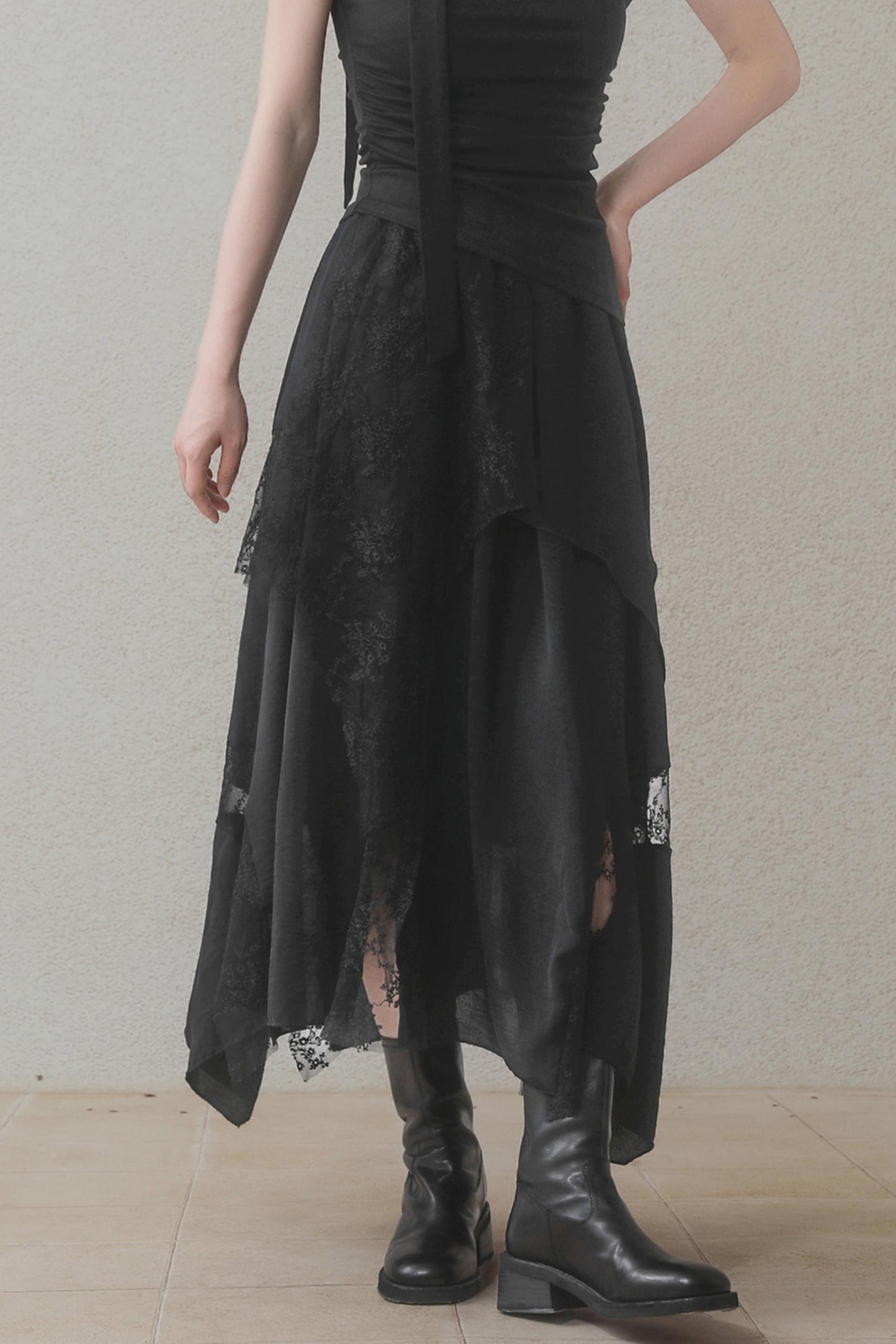 Dark Lace Midi Skirt