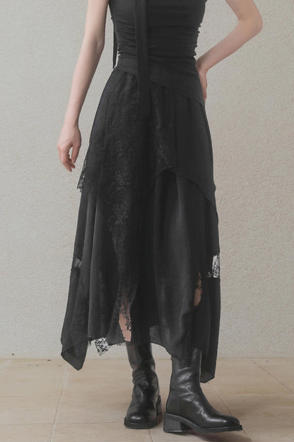 Dark Lace Midi Skirt