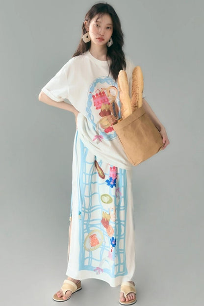 Hand-Painted Crewneck Cotton T-Shirt