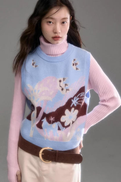 Color-Block Pony Knit Vest