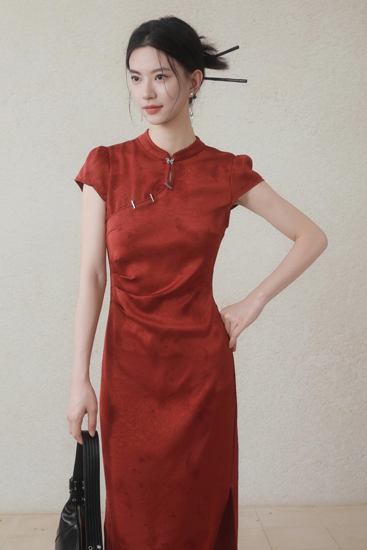 Summer Satin Cheongsam Dress