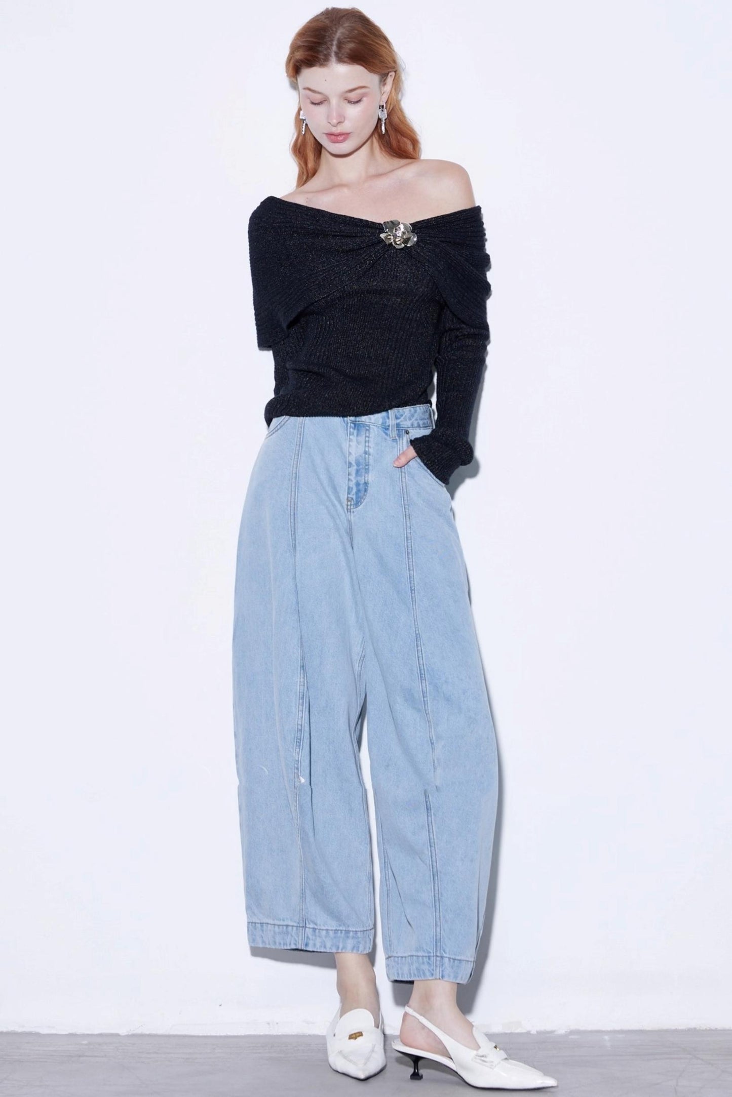 Autumn Wool One-Shoulder Sweater