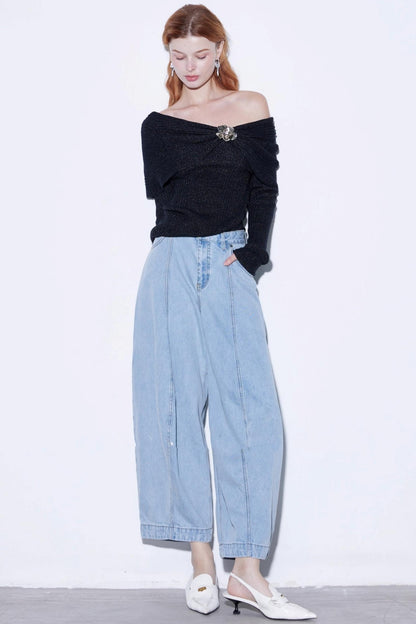 Autumn Wool One-Shoulder Sweater
