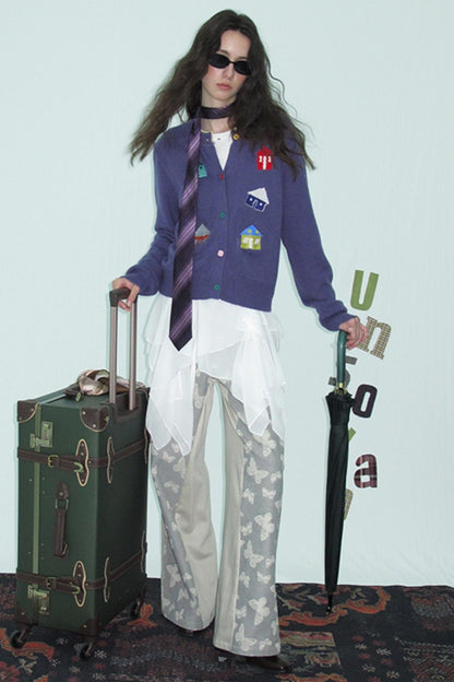 Jacquard Denim Jeans Pants