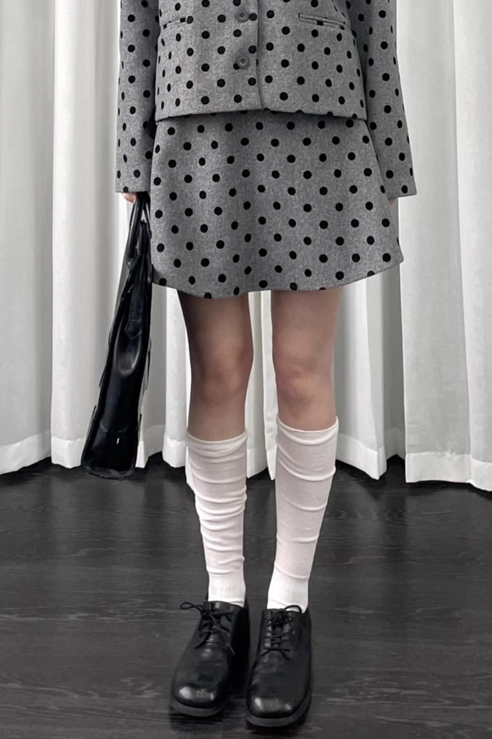 Gray Polka Dot Preppy Suit Set-Up