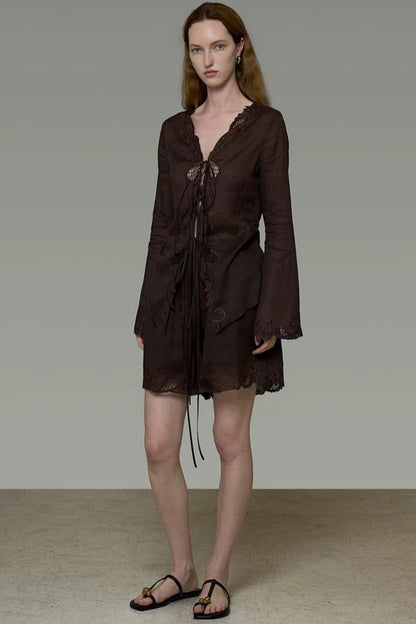 Embroidered Sun Protection Blouse Set-Up