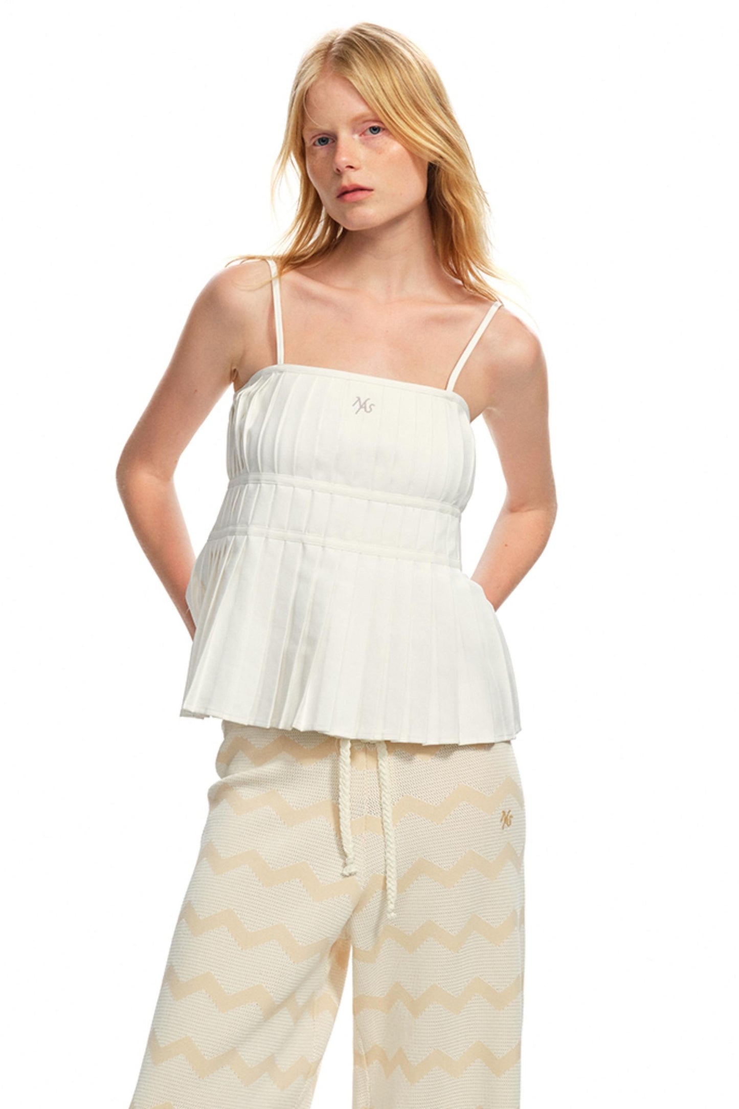 Pleated One-Shoulder Camisole