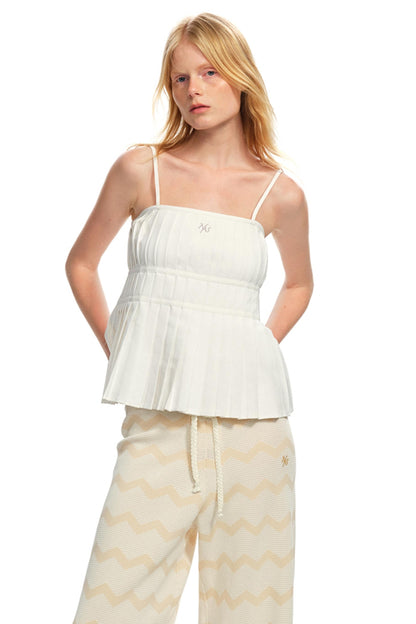 Pleated One-Shoulder Camisole