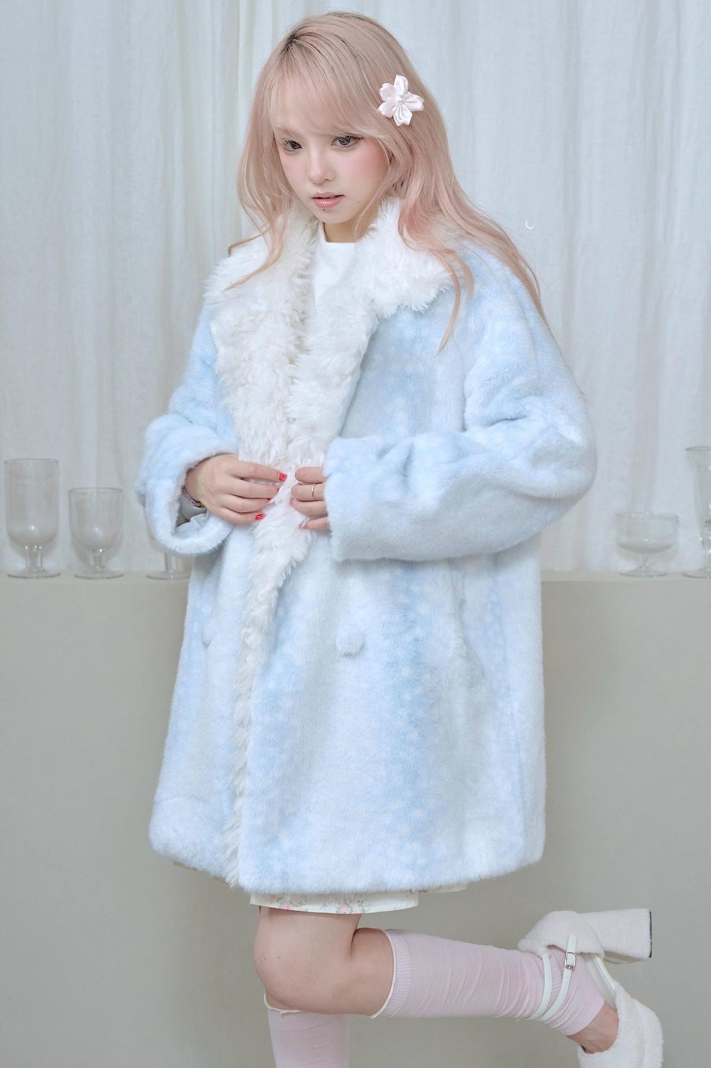 Fawn Print Rabbit Fur Coat
