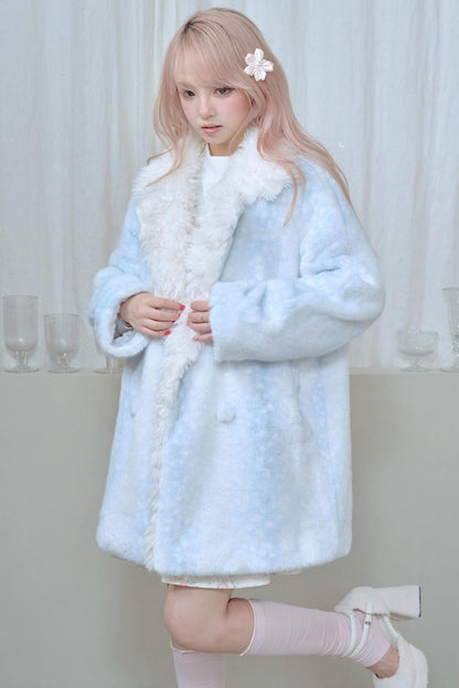 Fawn Print Rabbit Fur Coat