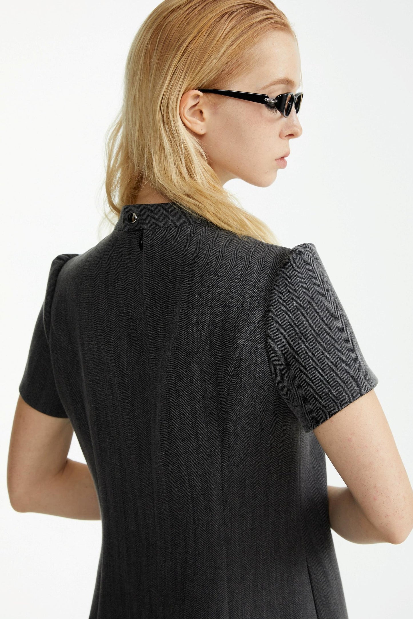 Dark Grey Large Button Dress