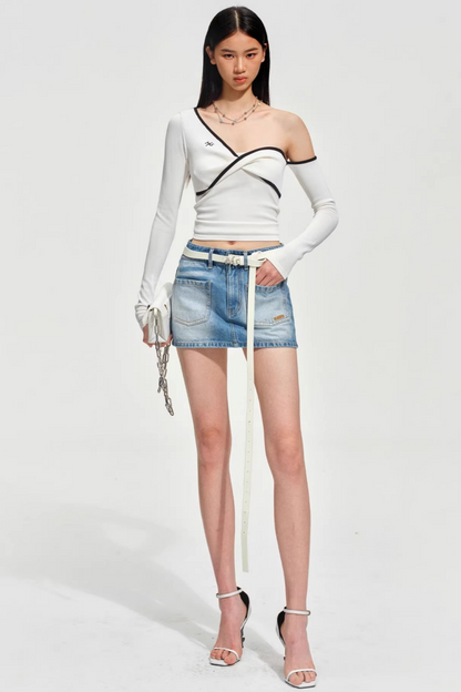 Sculpted Off-Shoulder Knit Top