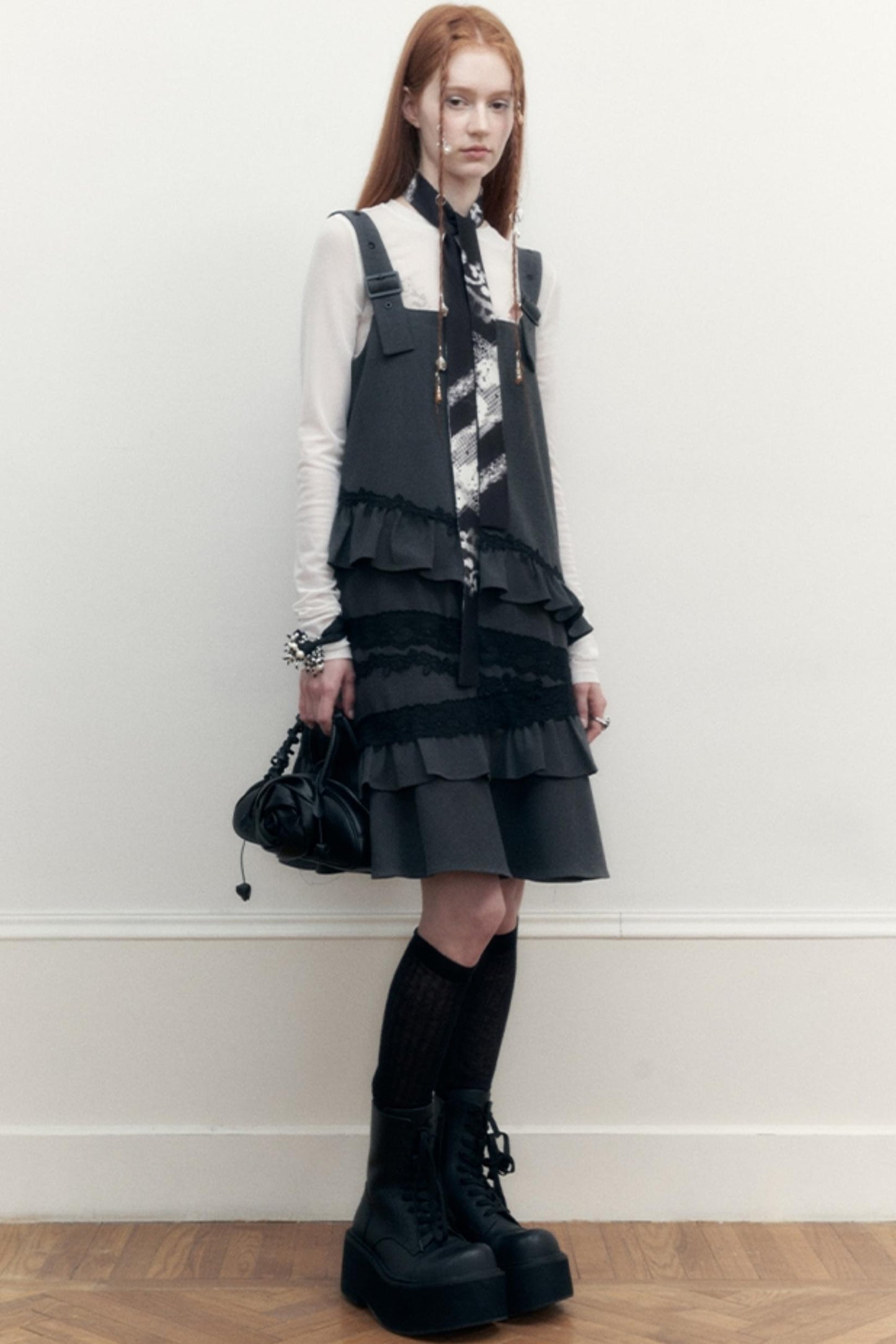 Black White Silk Tie