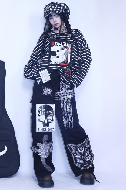 Punk Retro Denim Pants