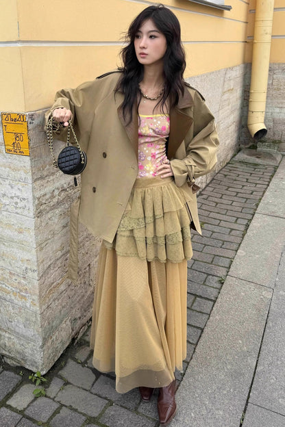 Vintage Lily Silhouette Reversible Trench Coat Set-Up