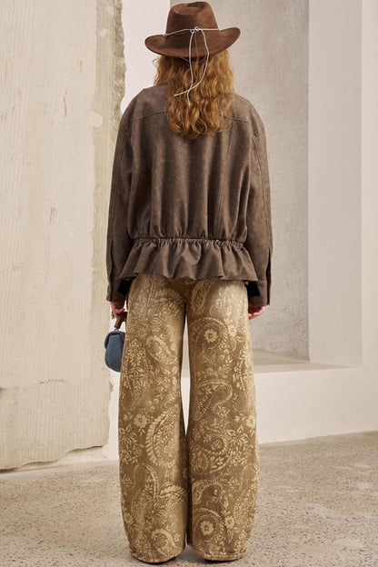 Drawstring Pleats Waist Jacket