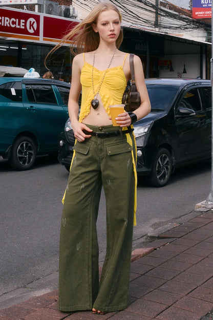 Ruffled Mesh Cami Top
