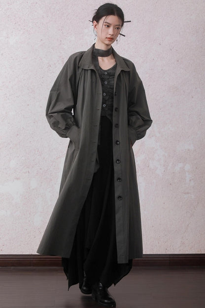 Autumn Gray Tie-dye Knitted V-Neck T-Shirt