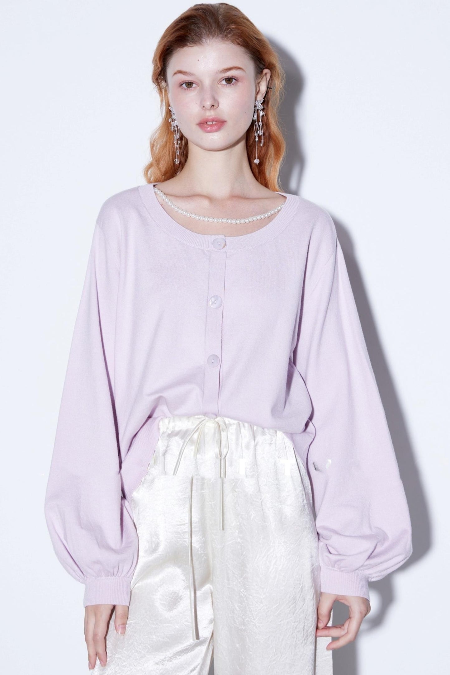 Custom Pearl Silk Cardigan