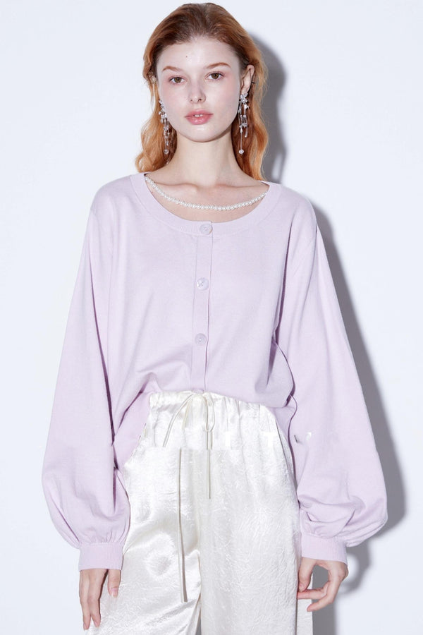 Custom Pearl Silk Cardigan