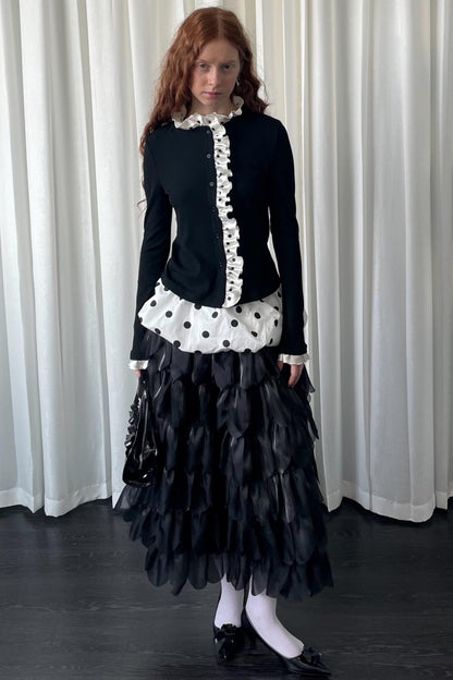 Polka Dot Lace Long Sleeve Cardigan