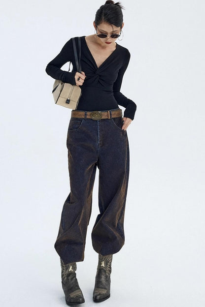 Distressed Velvet Winter Pants