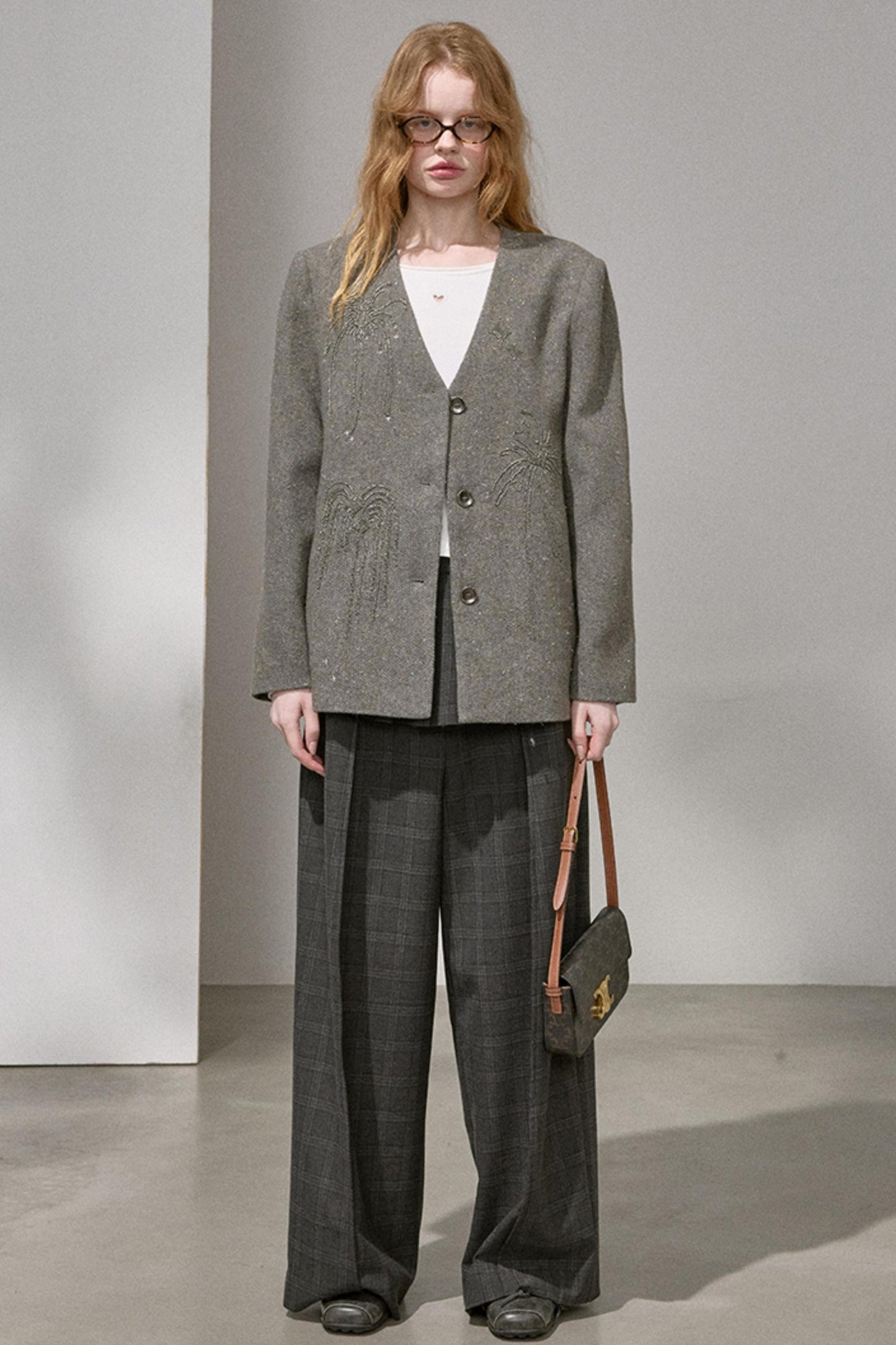 High-Density Beaded V-Neck Jacket